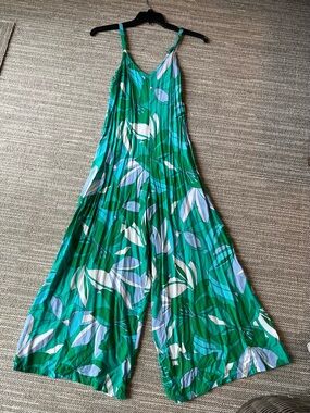 Green Leaf-Print Label of Love One-Piece Jumpsuit